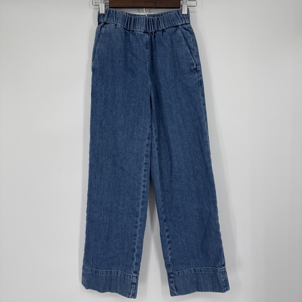 Everlane Jeans Womens 00 Easy Jean Wide Leg High Rise Stretch Blue Pull On Boho